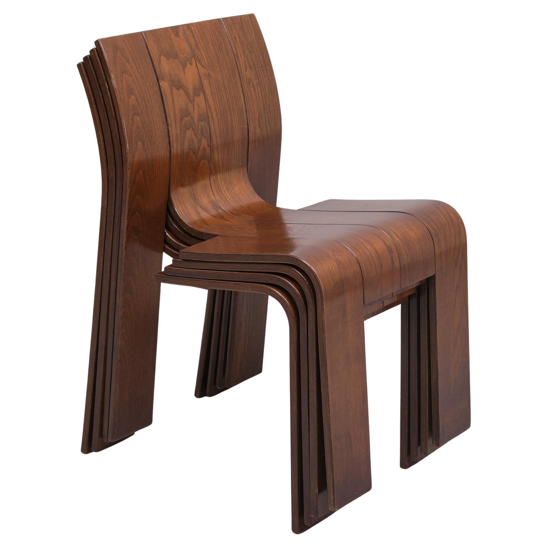 Mid-Century Modern set of Four Gijs Bakker Strip Chairs 1970s Holland  For Sale
