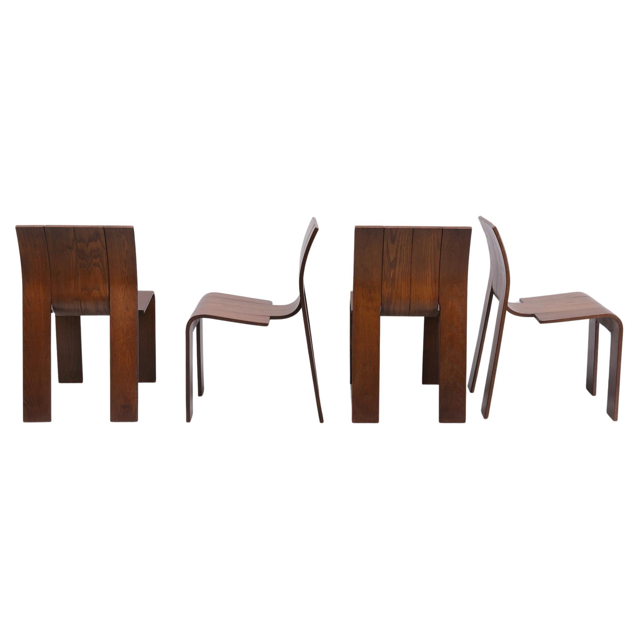 Dutch set of Four Gijs Bakker Strip Chairs 1970s Holland  For Sale