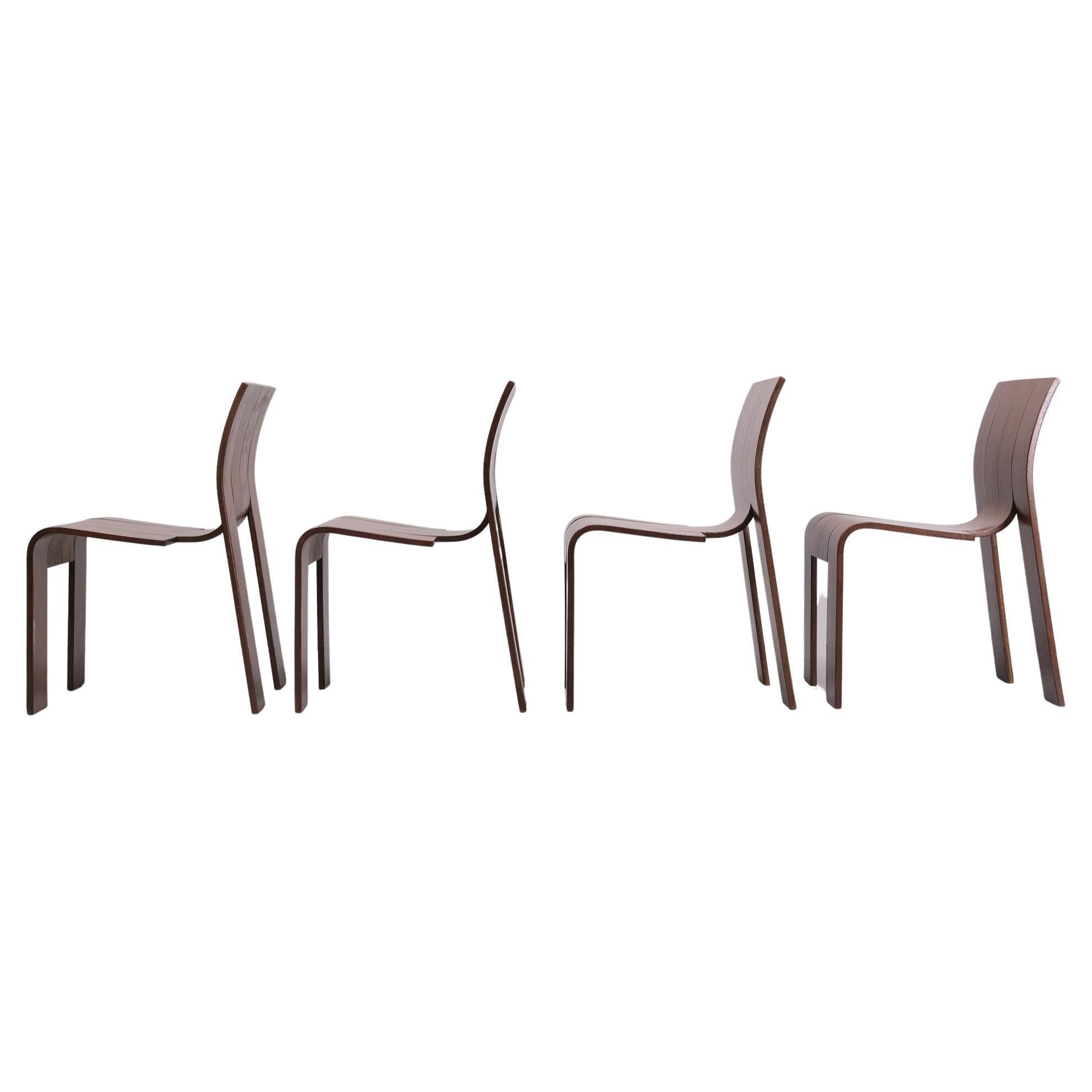 Laminated set of Four Gijs Bakker Strip Chairs 1970s Holland  For Sale