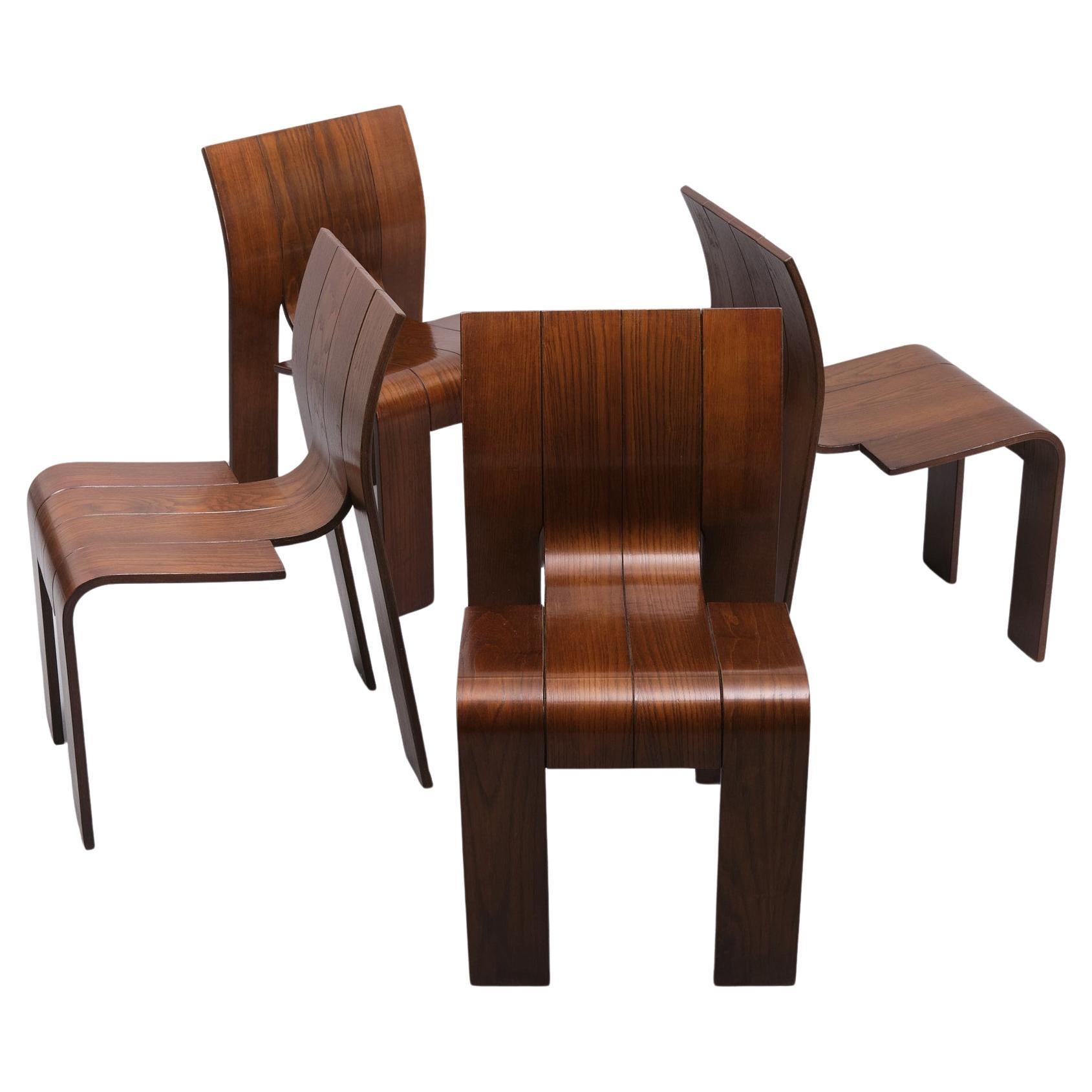 Fin du 20e siècle Ensemble de quatre chaises à rayures Gijs Bakker des années 1970, Hollande  en vente