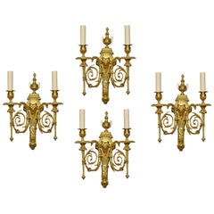 Set of Four Gilded Bronze Wall Lights