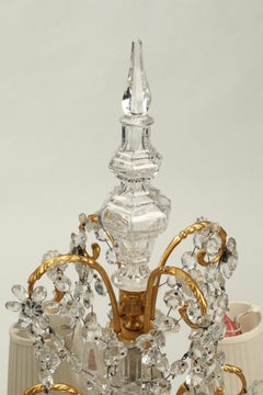 Set of Four Gilt Bronze and Crystal Louis XV Style Girandoles, 19th Century