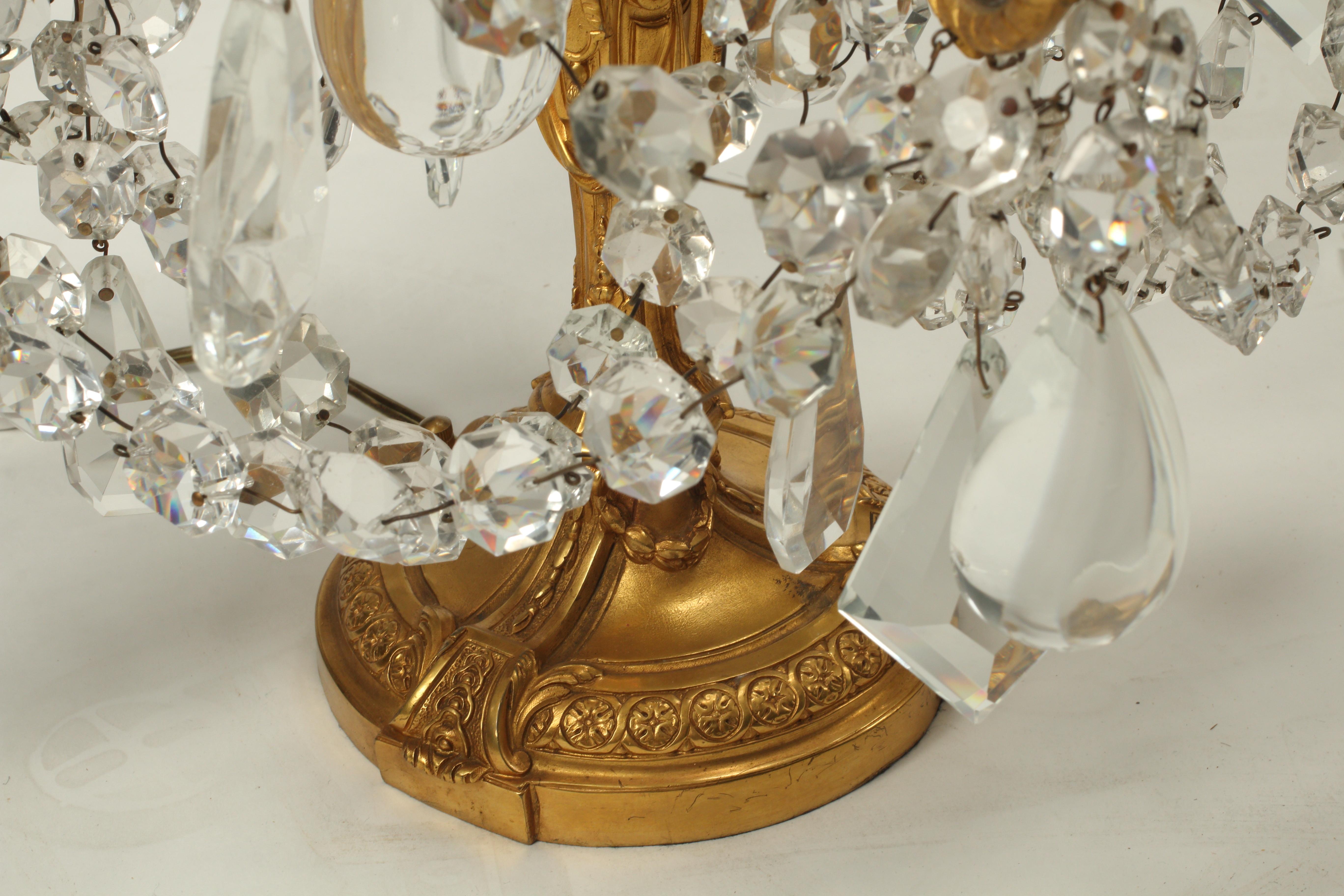 Juego de Cuatro Girándolas de Bronce Dorado y Cristal Estilo Luis XV, Siglo XIX siglo XIX en venta