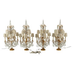 Set of Four Gilt Bronze and Crystal Louis XV Style Girandoles, 19th Century