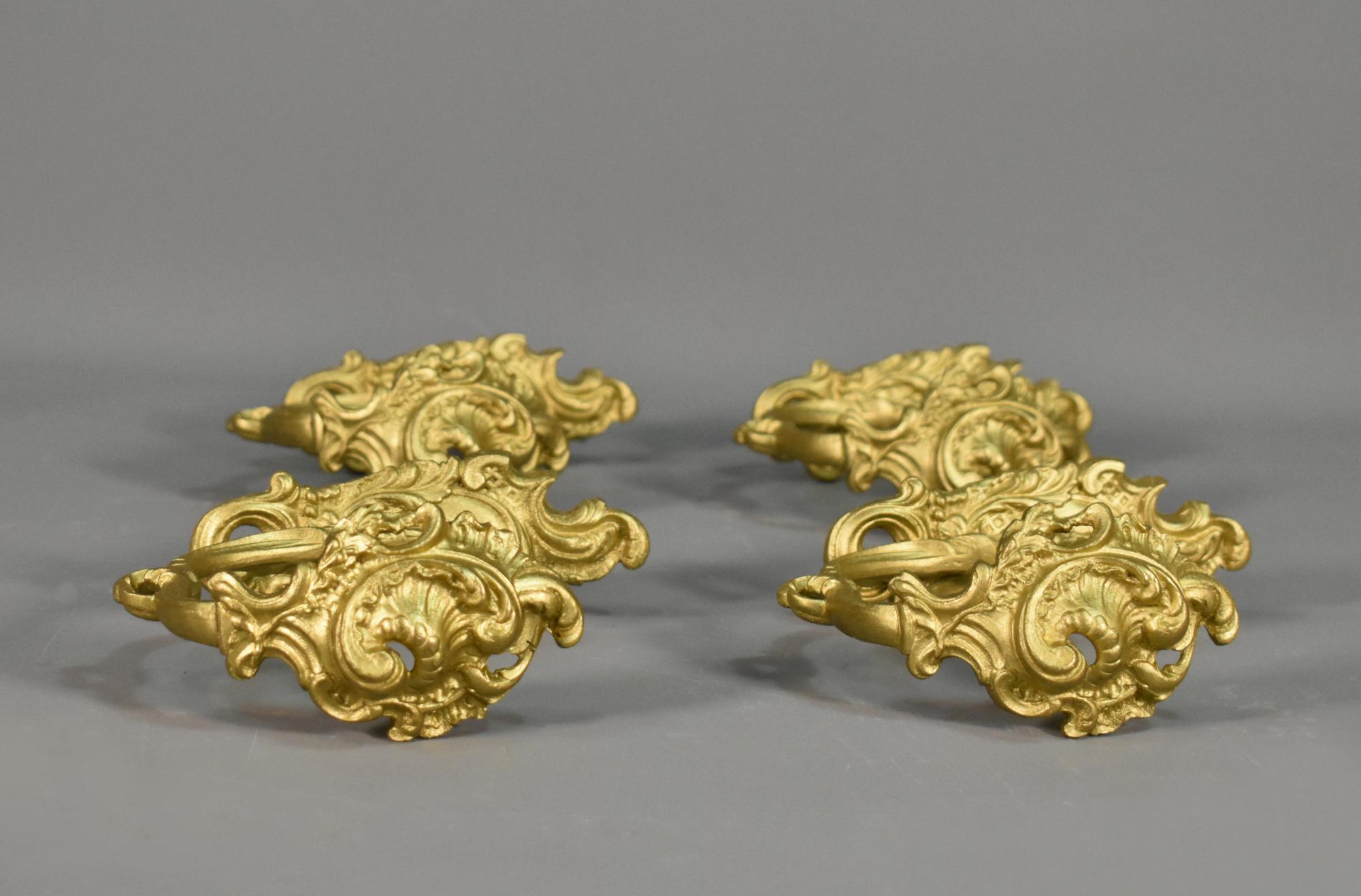 Cast Set of Four Gilt Bronze Curtain Tie-Backs Louis XV Style