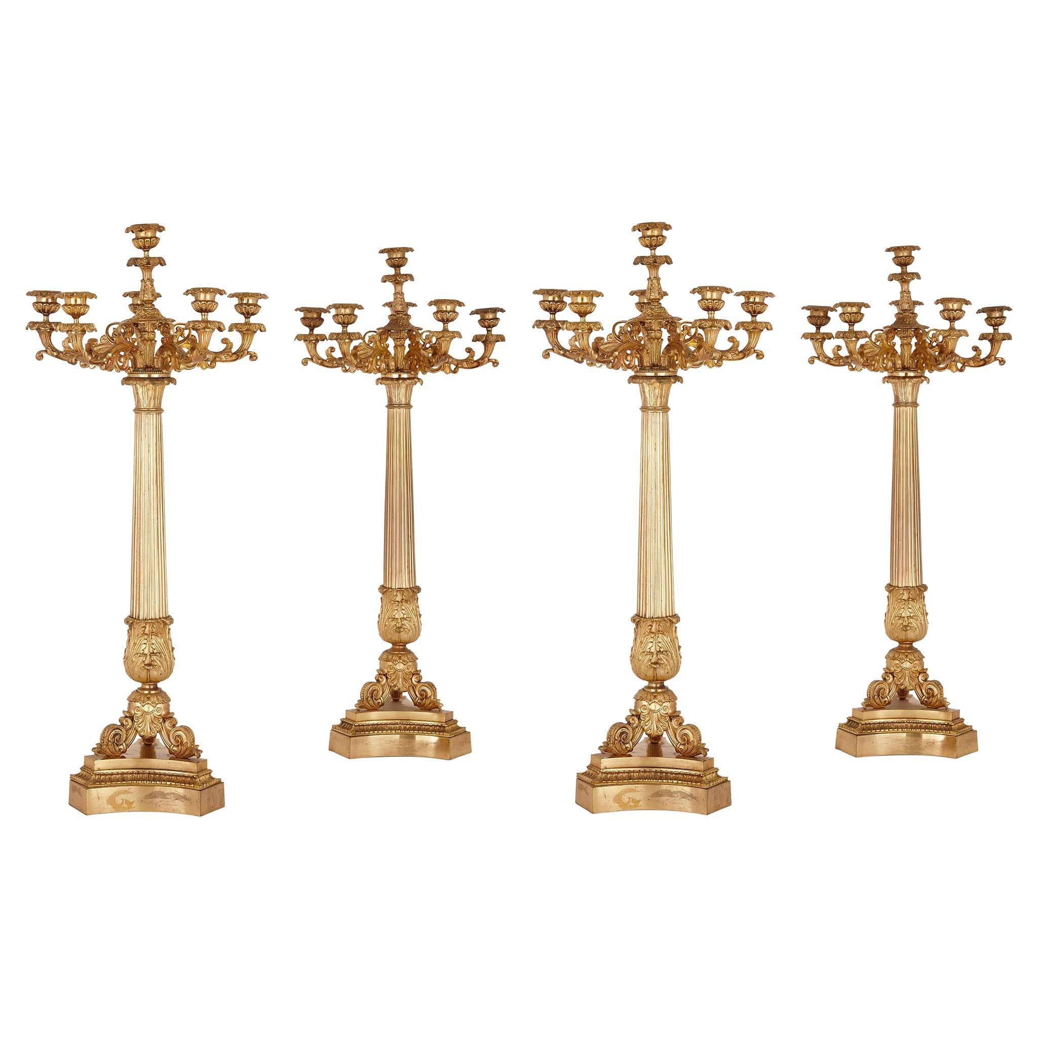 Set of Four Gilt Bronze Table Candelabra by Picard
