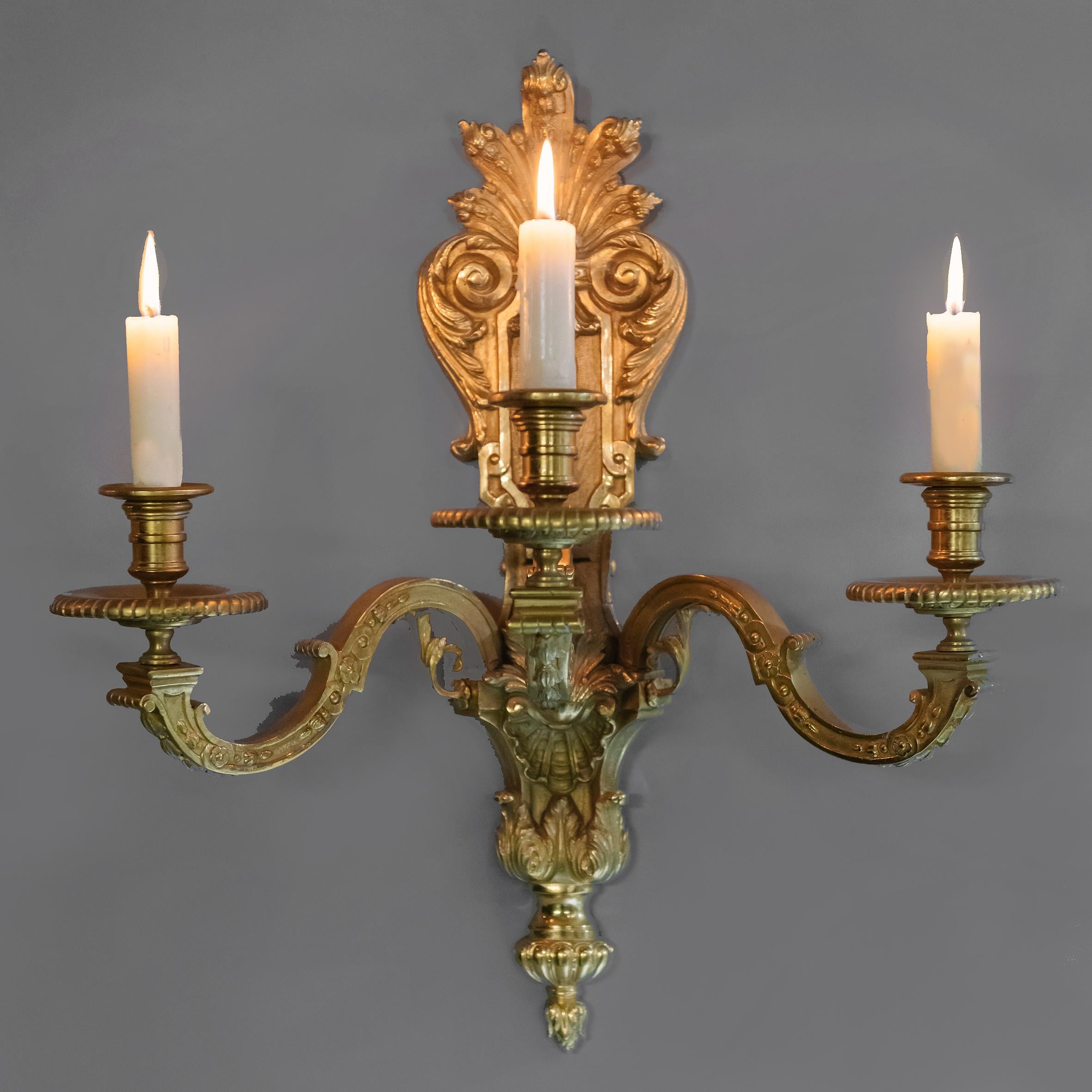 Louis XIV Set of Four Gilt-Bronze Wall Appliques For Sale