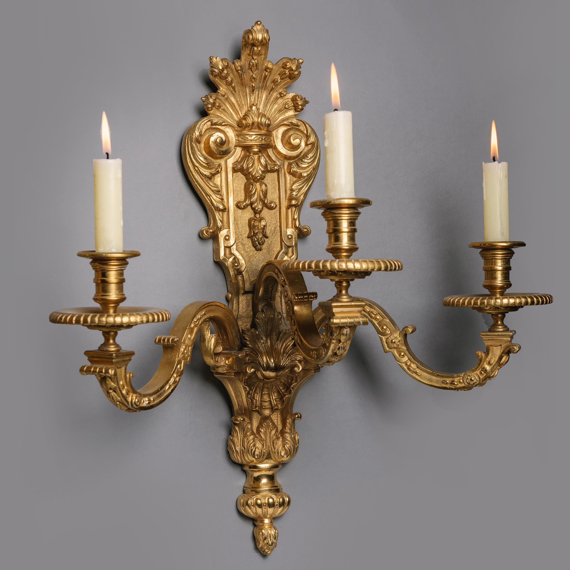 French Set of Four Gilt-Bronze Wall Appliques For Sale