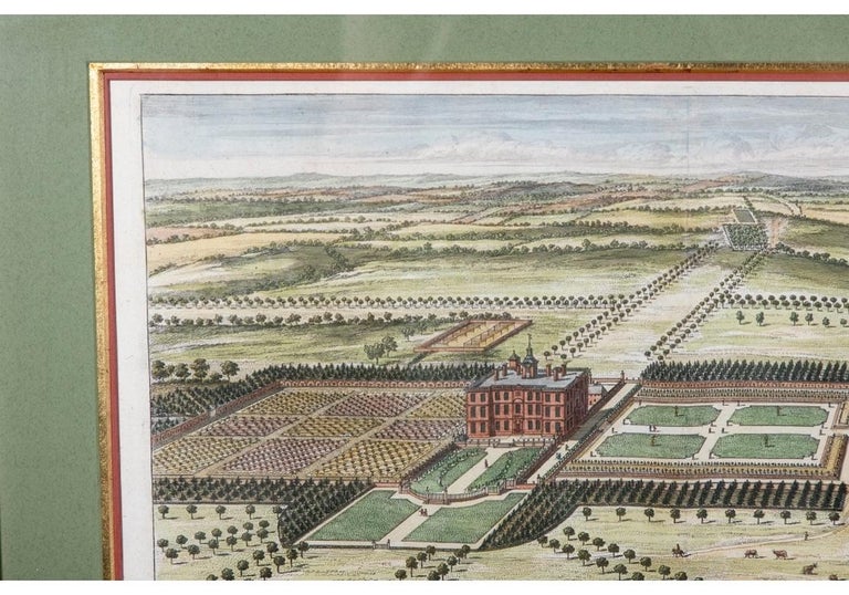 Set of Four Gilt Framed Vues Optique of English Estates by Knyff and