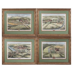 Set of Four Gilt Framed Vues Optique of English Estates by Knyff and Kip