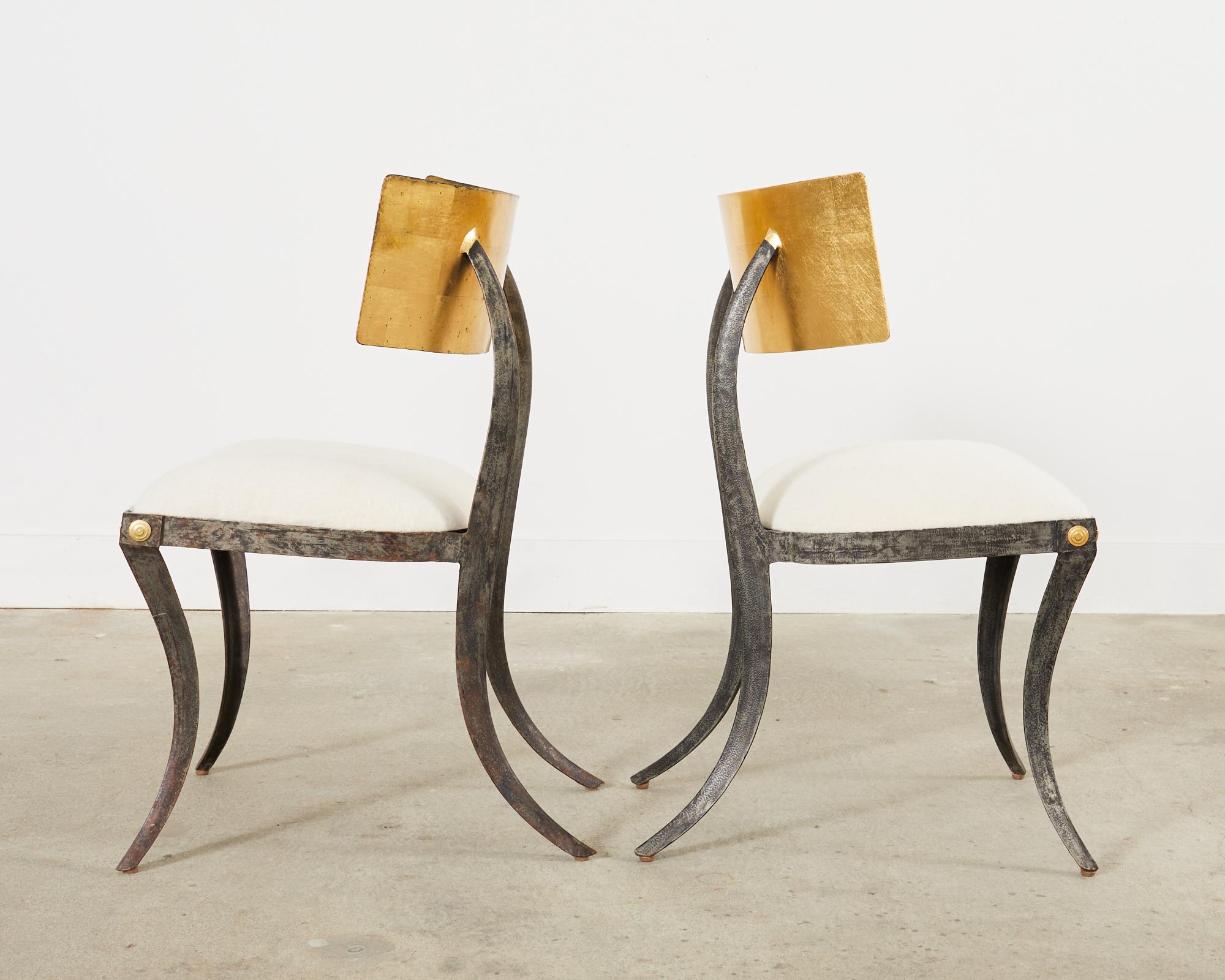 Set of Four Gilt Iron Klismos Chairs by Ched Berenguer-Topacio For Sale 1