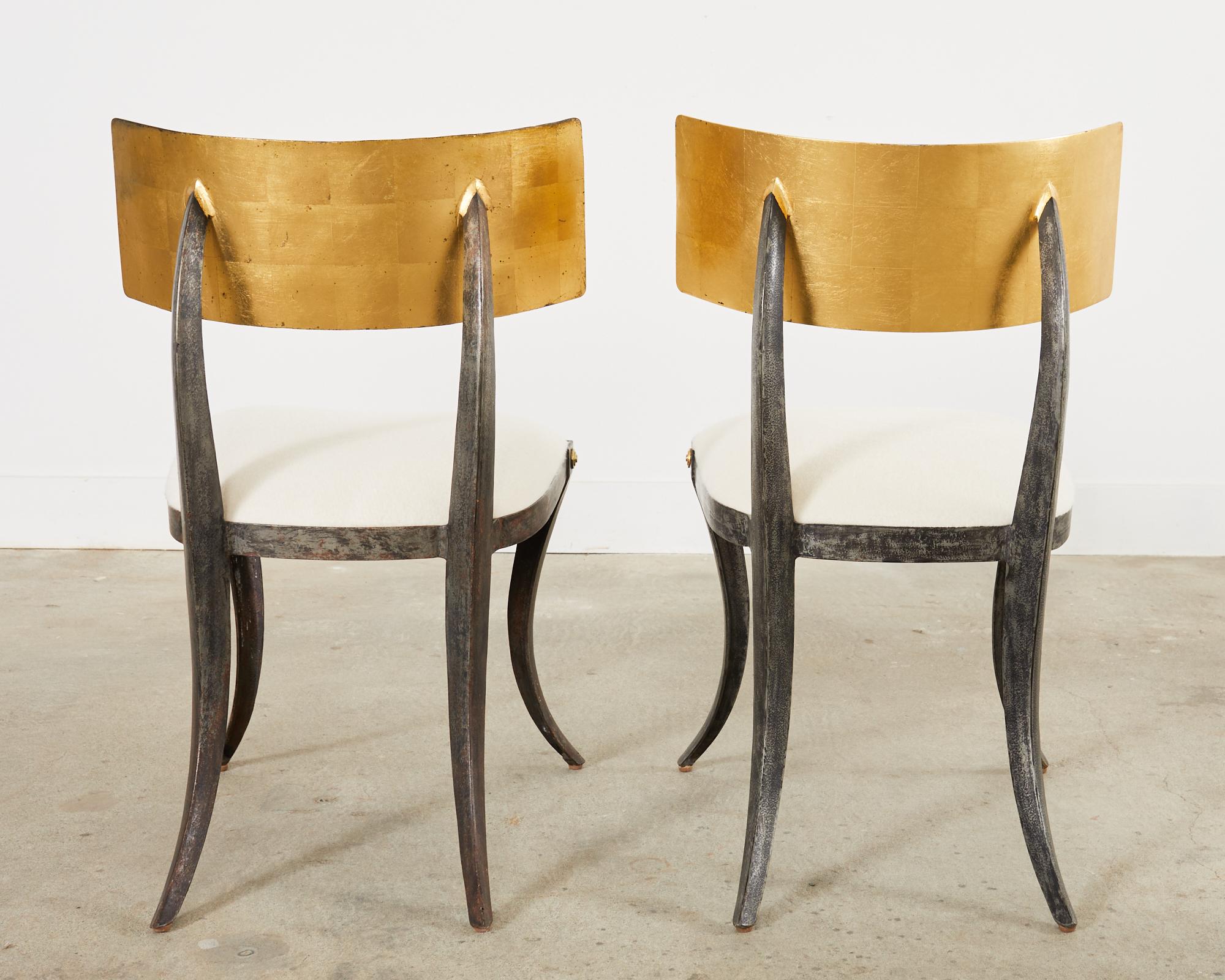 Set of Four Gilt Iron Klismos Chairs by Ched Berenguer-Topacio For Sale 6