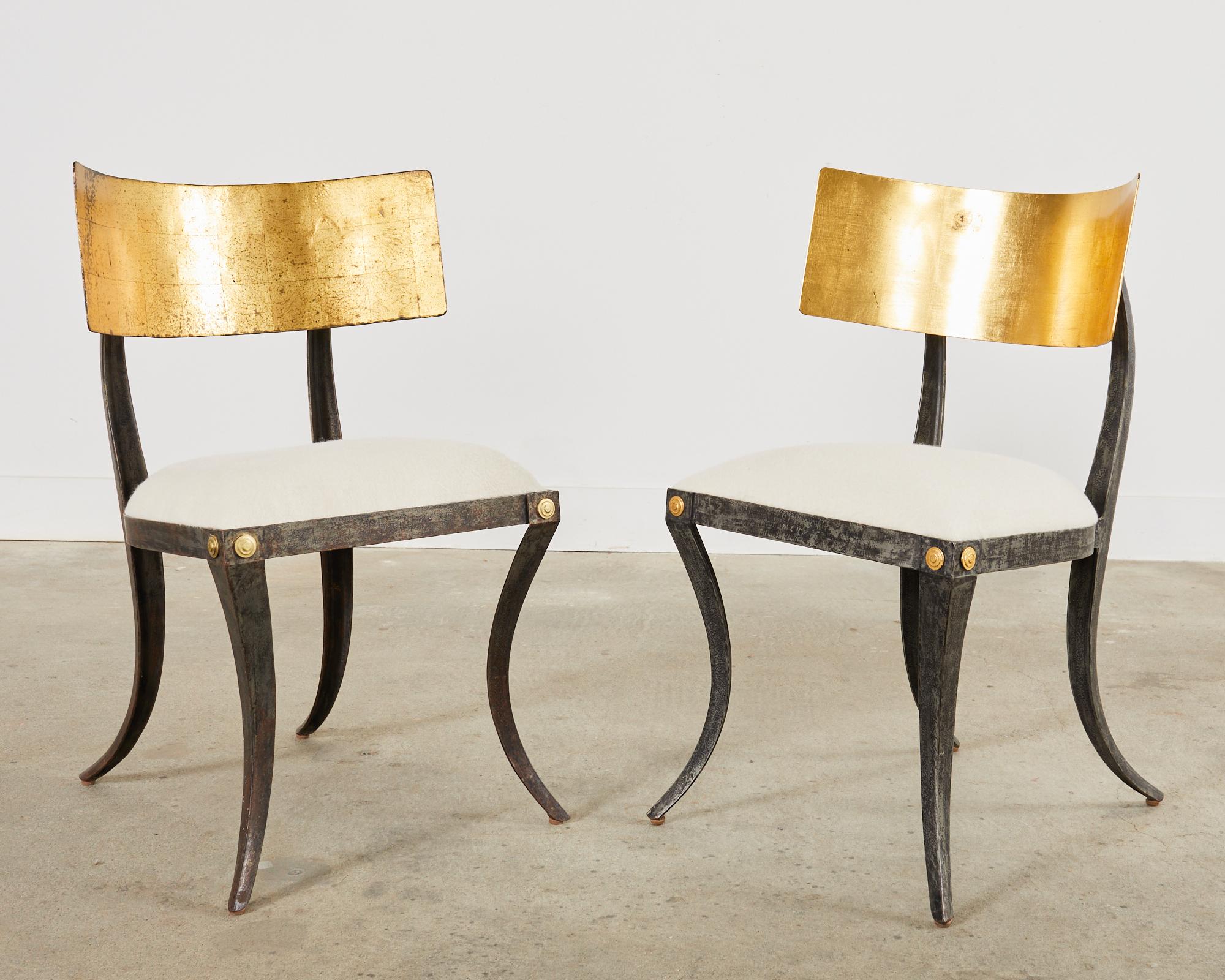 20th Century Set of Four Gilt Iron Klismos Chairs by Ched Berenguer-Topacio For Sale