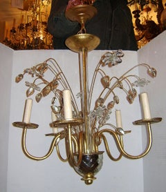 Set of Four Gilt Metal and Molded Glass Chandeliers, Sold Individually