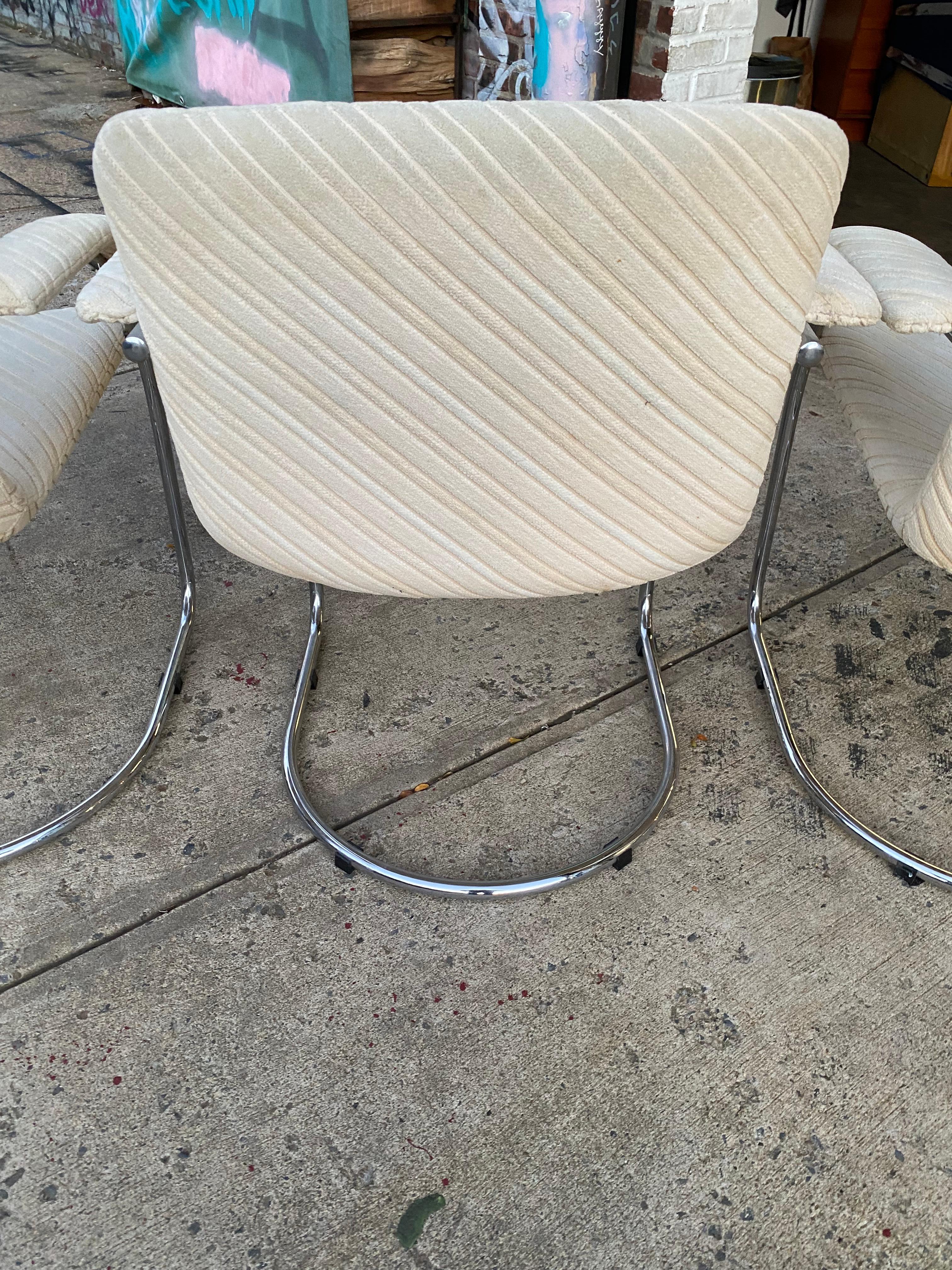 Metal Set of Four Gino Sarfatti Dining Chairs by Saporiti Italia for Reupholstery