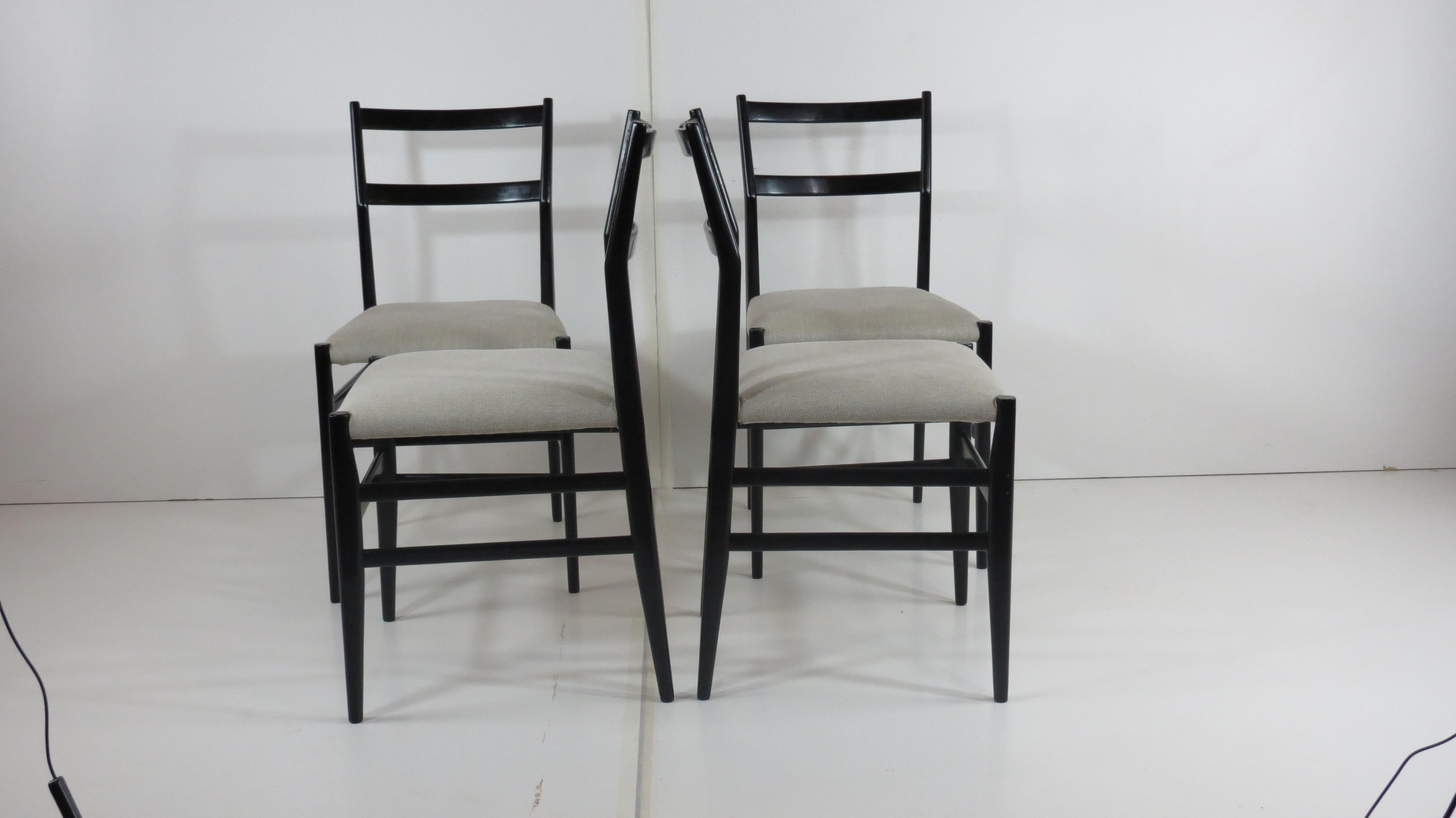 Mid-Century Modern Set of Four Gio Ponti Black Laquered 