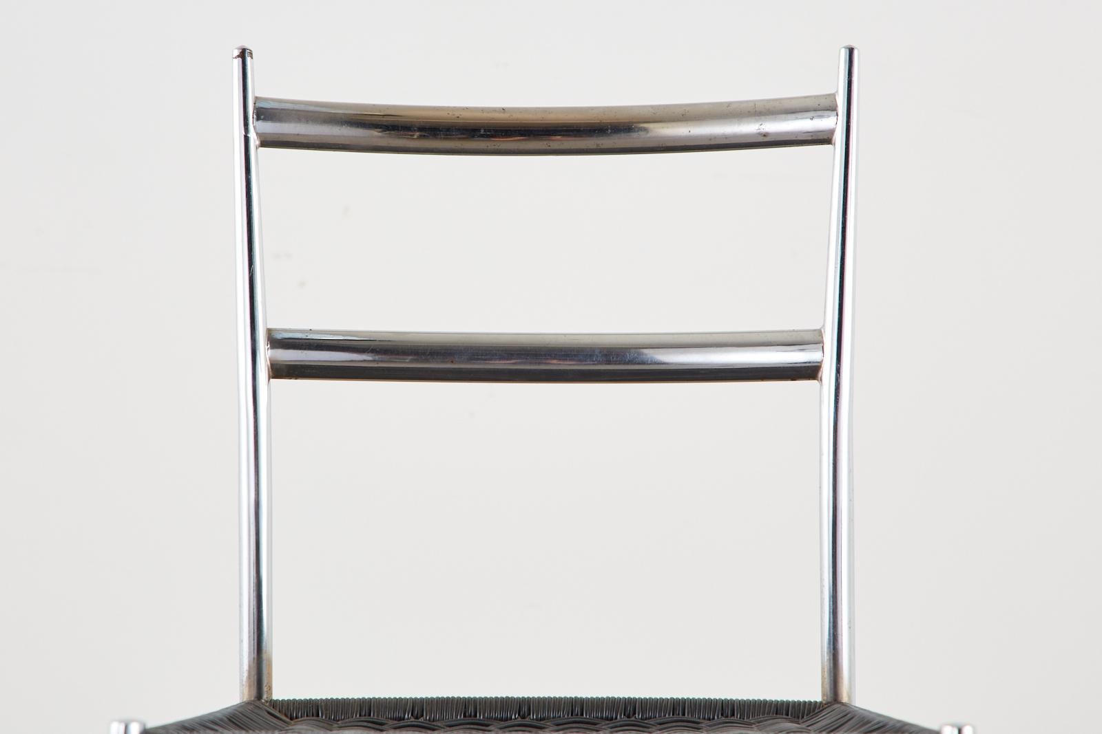 Set of Four Chrome Dining Chairs, style of Gio Ponti's 