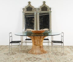 Set of Four Chrome Dining Chairs, style of Gio Ponti's "Superleggera", c 1960