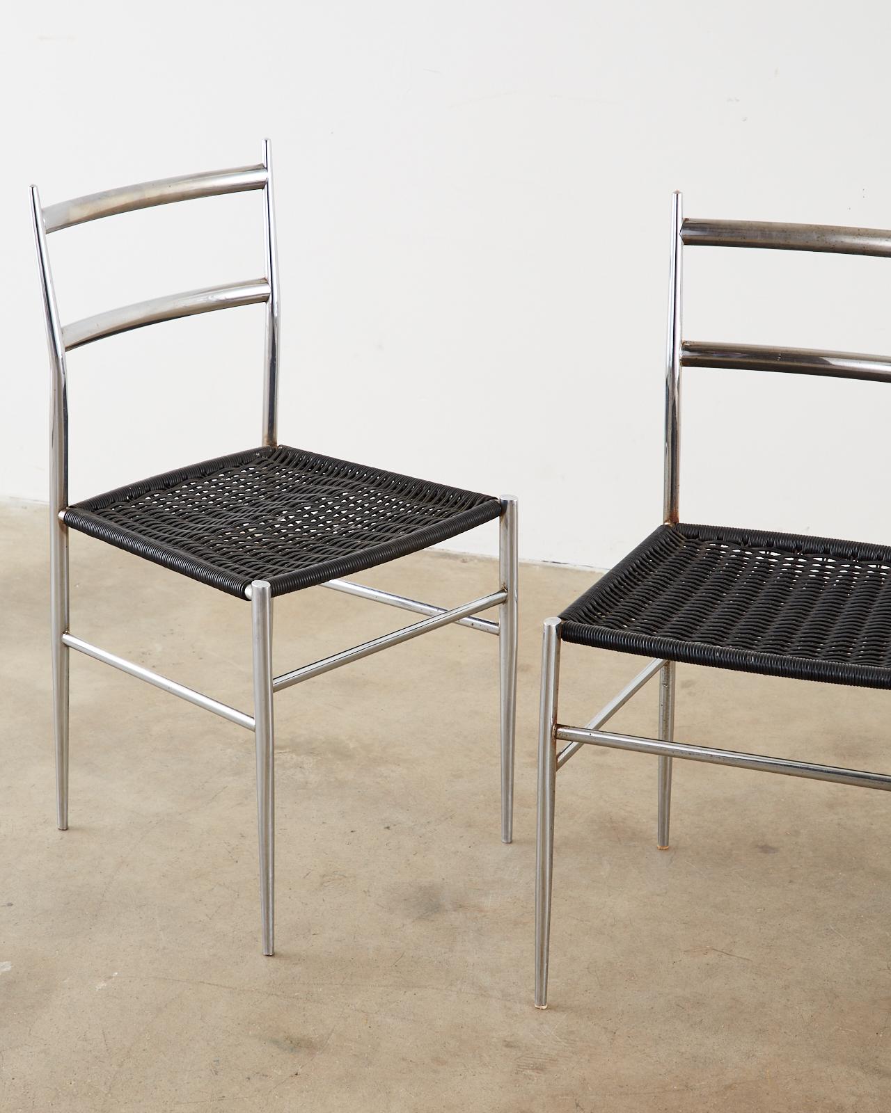 Mid-20th Century Set of Four Chrome Dining Chairs, style of Gio Ponti's 