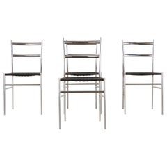 Set of Four Chrome Dining Chairs, style of Gio Ponti's "Superleggera", c 1960