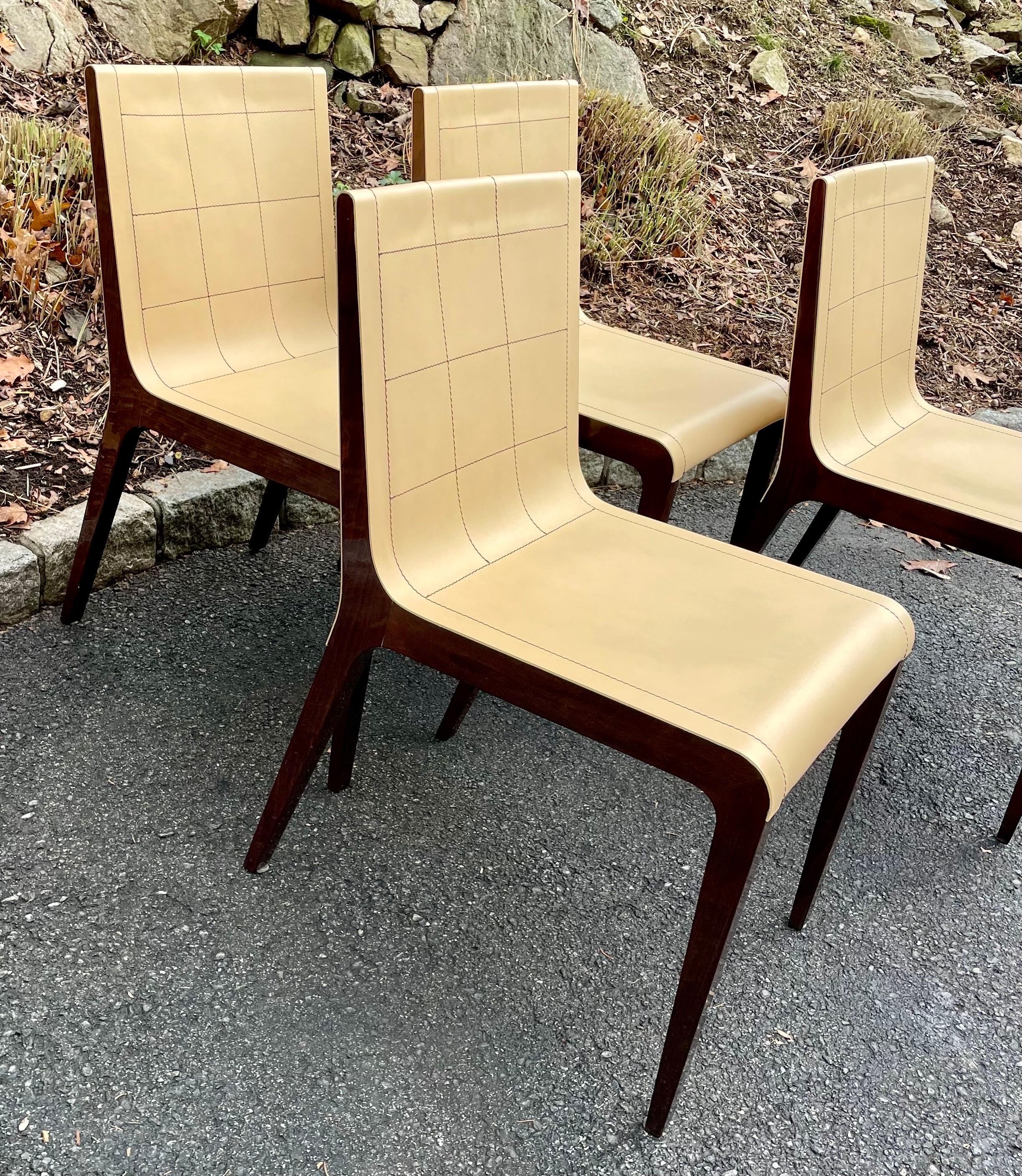 Modern Leather Dining Chairs by Giorgio Soressi for Pietro Costantini, Italy Set of 4