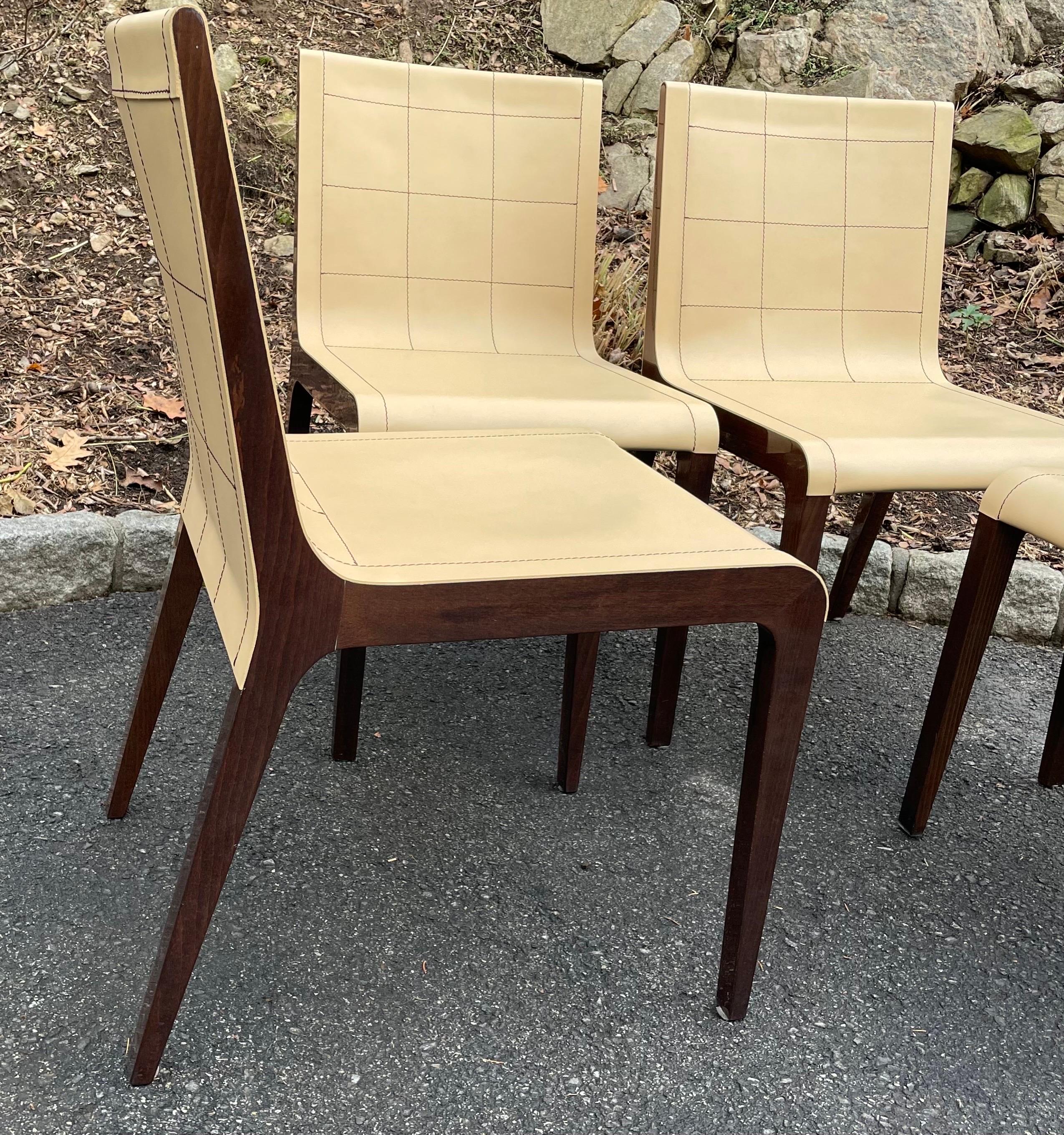 20th Century Leather Dining Chairs by Giorgio Soressi for Pietro Costantini, Italy Set of 4