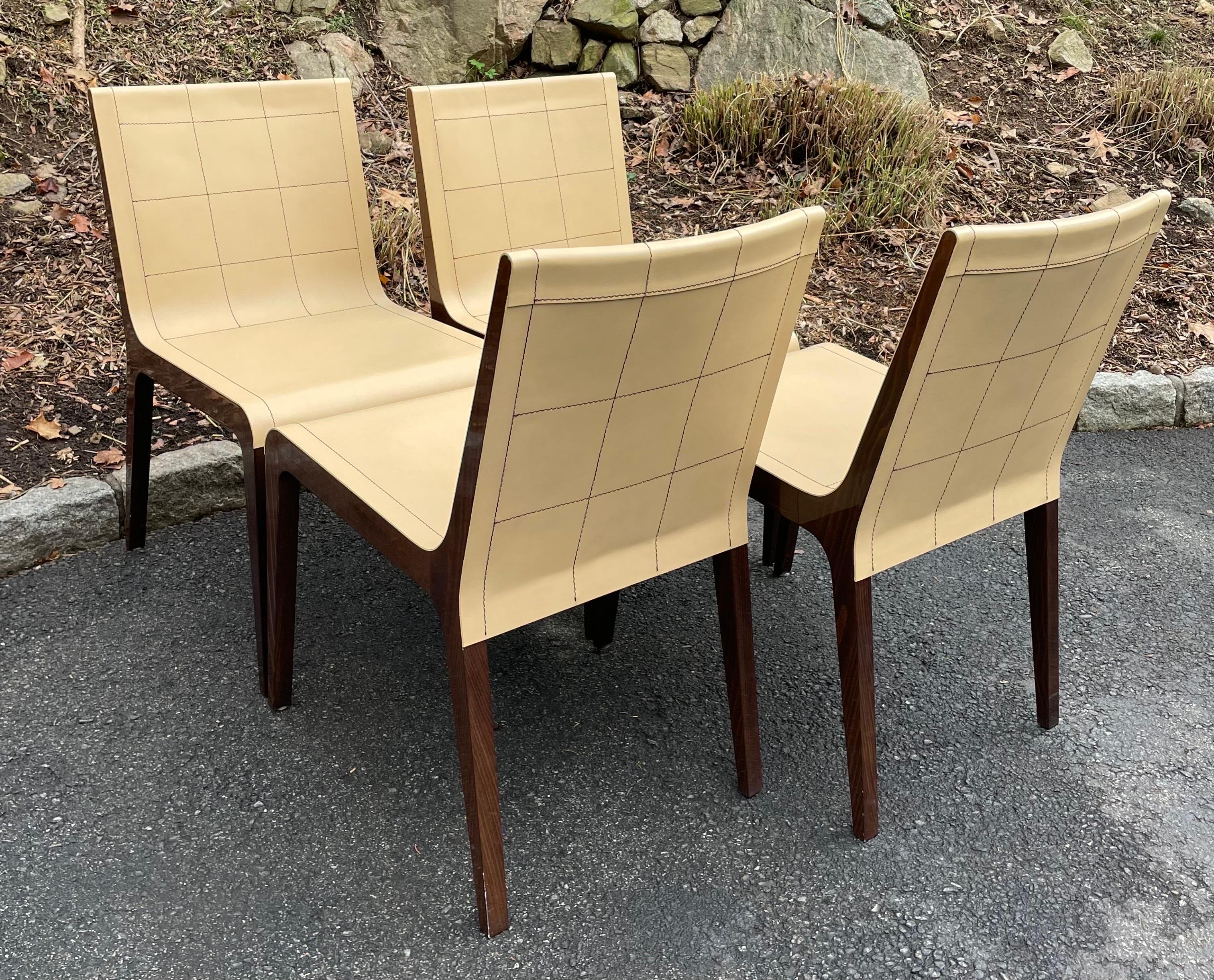 Leather Dining Chairs by Giorgio Soressi for Pietro Costantini, Italy Set of 4 2