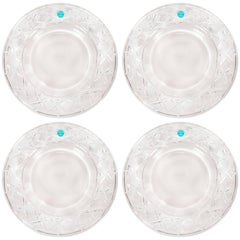 Set of Four Glass Basketweave Dessert/Hors D'oeuvres Plates by Tiffany & Co.