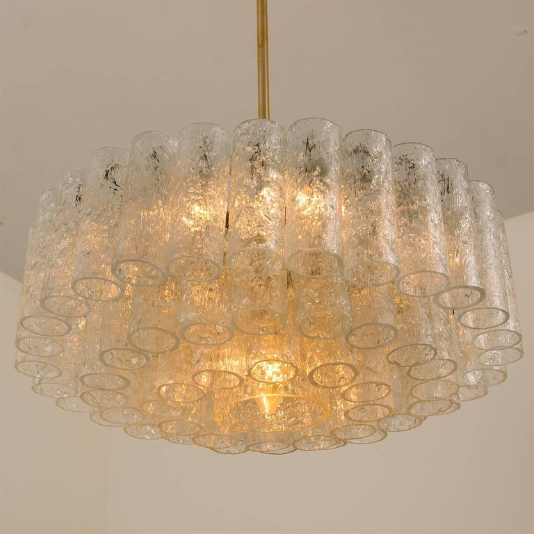 Set Of Four Glass Brass Light Fixtures By Doria Germany 1960s