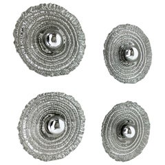 Set of Four Glass "ICE" Sconces 1970s Wall Lights by Peill 
Putzler, Germany