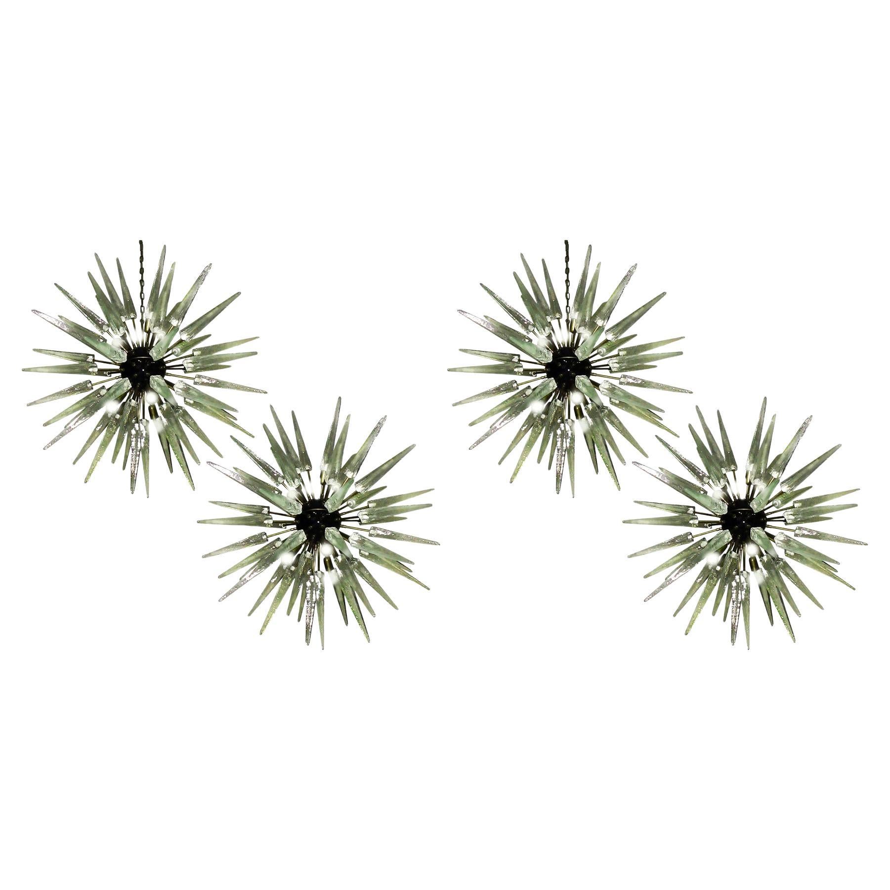 Set di quattro lampadari Sputnik in vetro, Murano in vendita