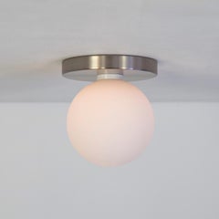 Set of Four Globe Flush Mounts by Research.Lighting, Brushed Nickel, 5in Glass