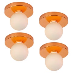 Set of Four Globe Flush Mounts, Research.Lighting, Copper, 3in Glass, MTO
