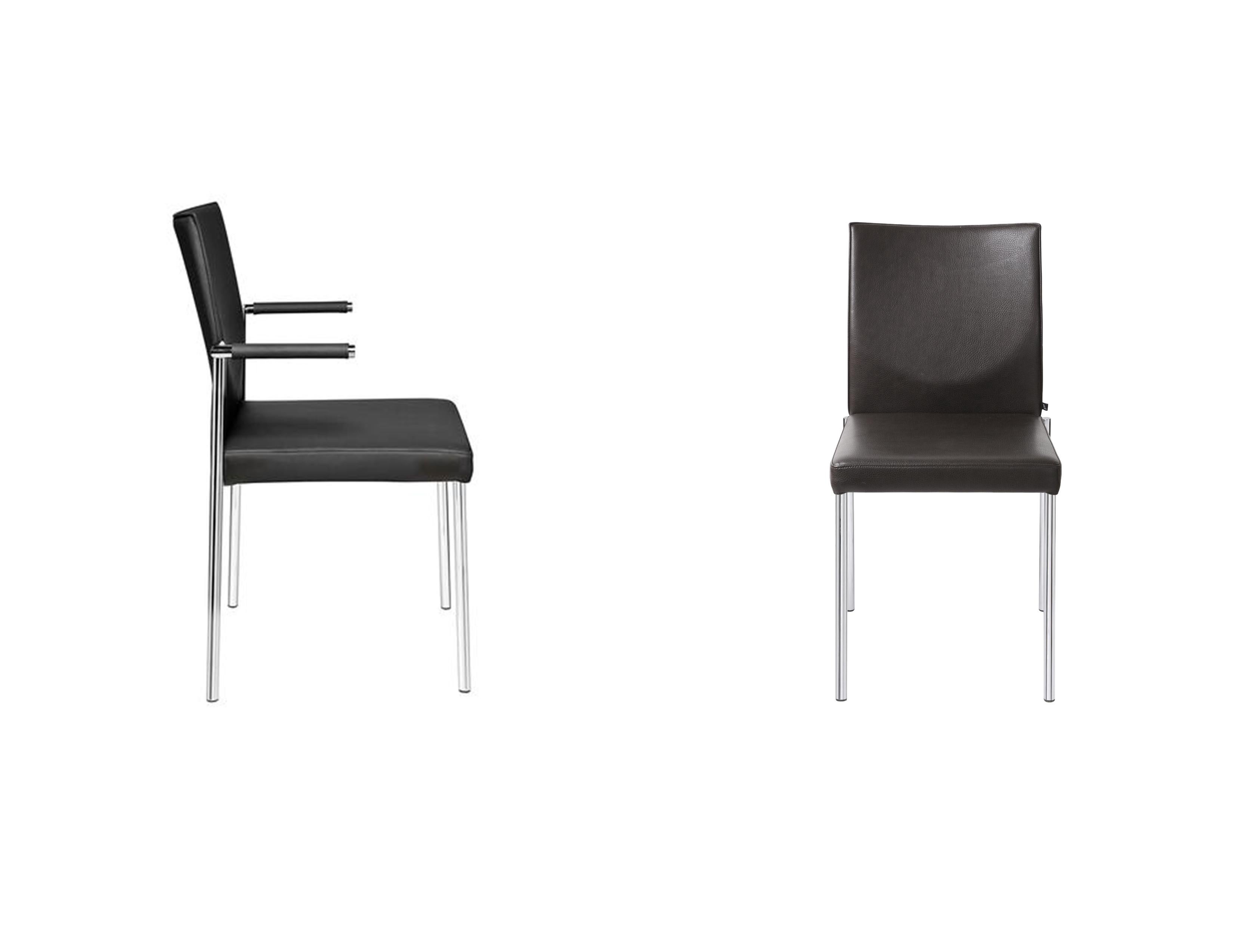 Modern Set of Four KFF Glooh Black Leather Stackable Chairs