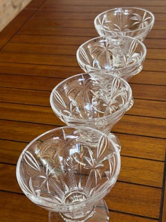 Set of Four Godinger Crystal Palm Tree Ice Cream Dessert Bowls
