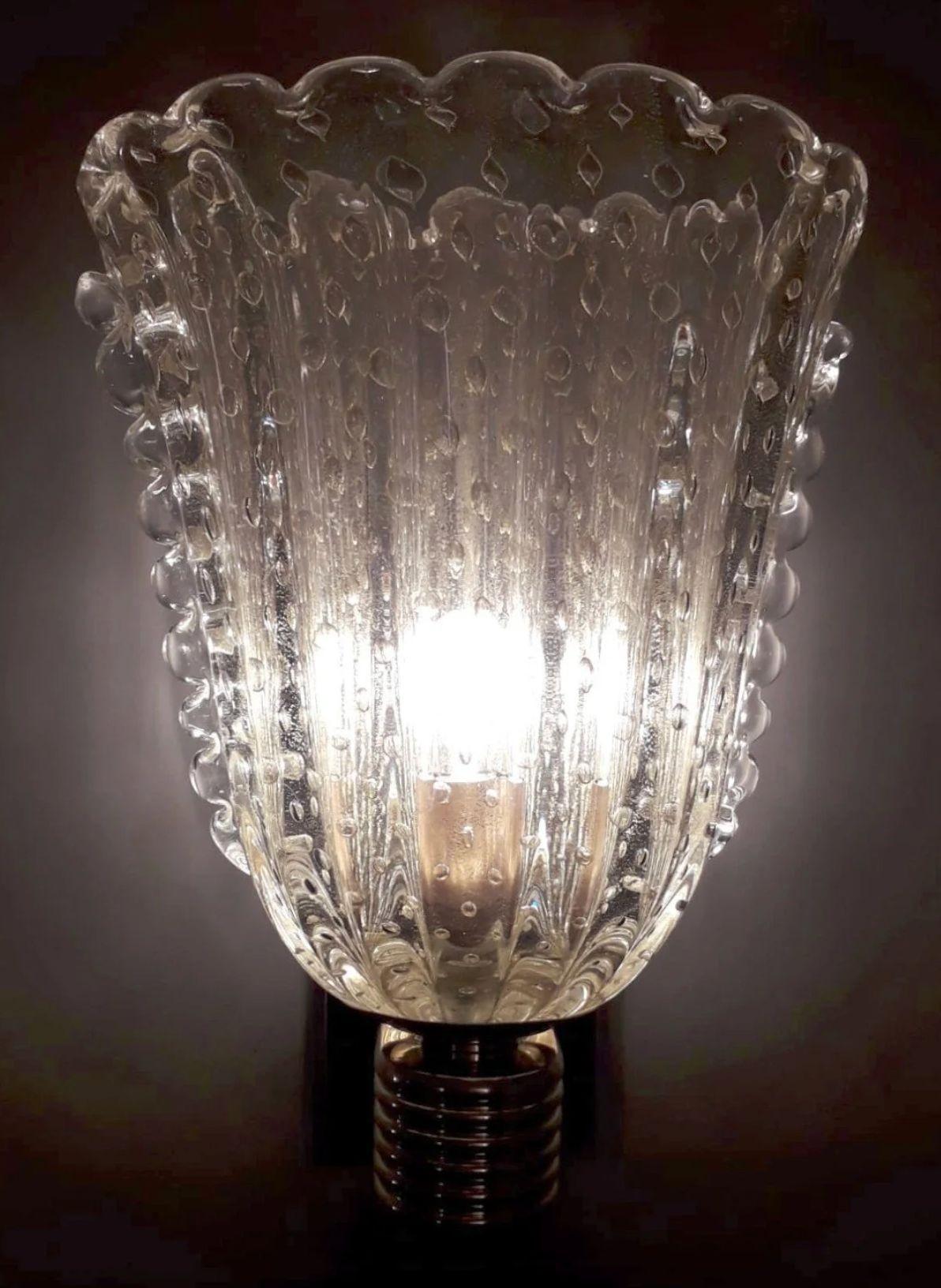 Juego de cuatro apliques de Murano Bollicine dorados de Barovier e Toso. Italia, años 50. en venta 4