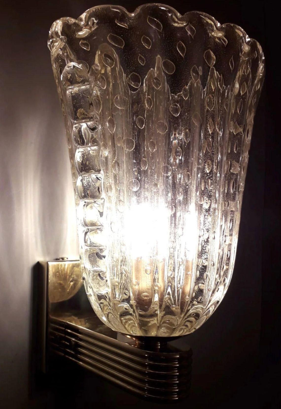 Juego de cuatro apliques de Murano Bollicine dorados de Barovier e Toso. Italia, años 50. Cristal de Murano en venta