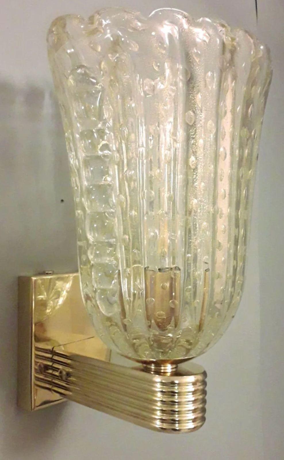 Juego de cuatro apliques de Murano Bollicine dorados de Barovier e Toso. Italia, años 50. en venta 1