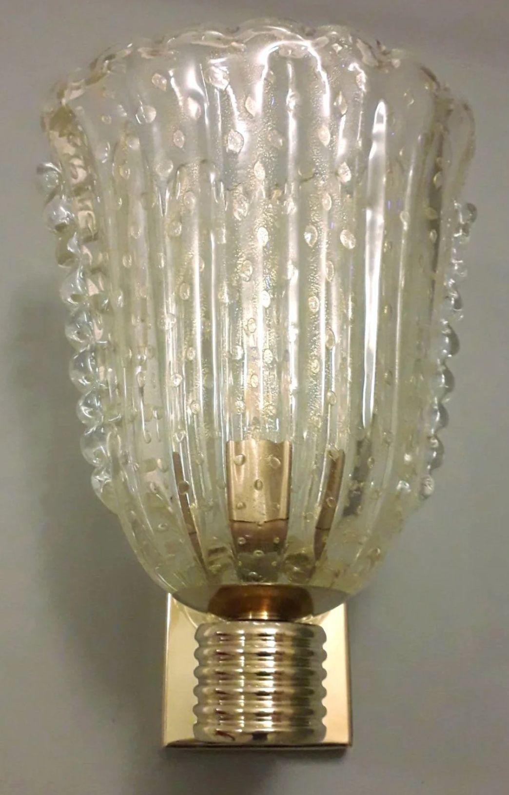 Juego de cuatro apliques de Murano Bollicine dorados de Barovier e Toso. Italia, años 50. en venta 3