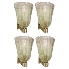 Set of Four Gold Bollicine Murano Sconces by Barovier e Toso. Italy, 1950's.