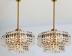 Set of Four Gold-Plated Kinkeldey Crystal Glass Light Fixtures, 1960s