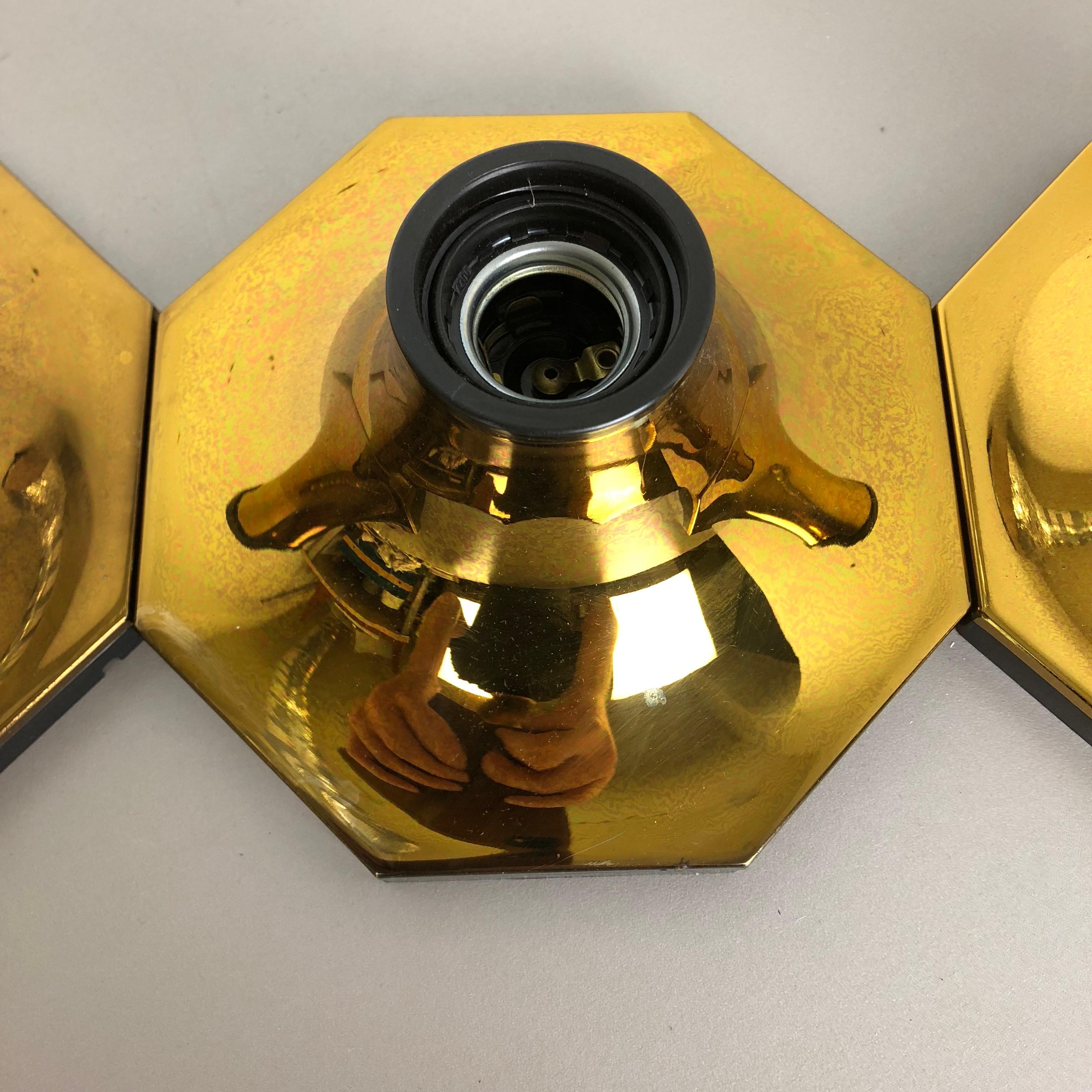 Set of Four Golden Cubic Wall Lights by Motoko Ishii for Staff Lights, 1970 8