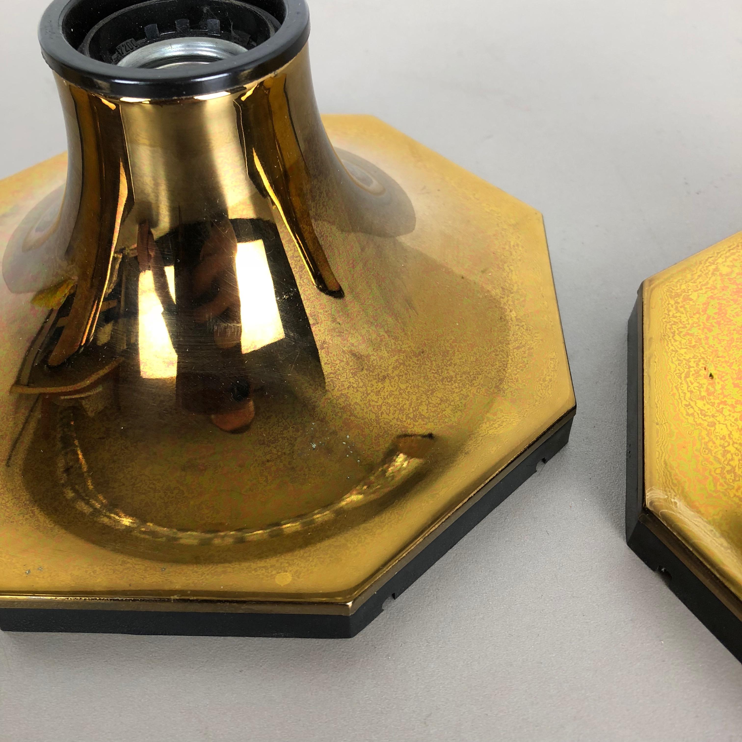 Set of Four Golden Cubic Wall Lights by Motoko Ishii for Staff Lights, 1970 11
