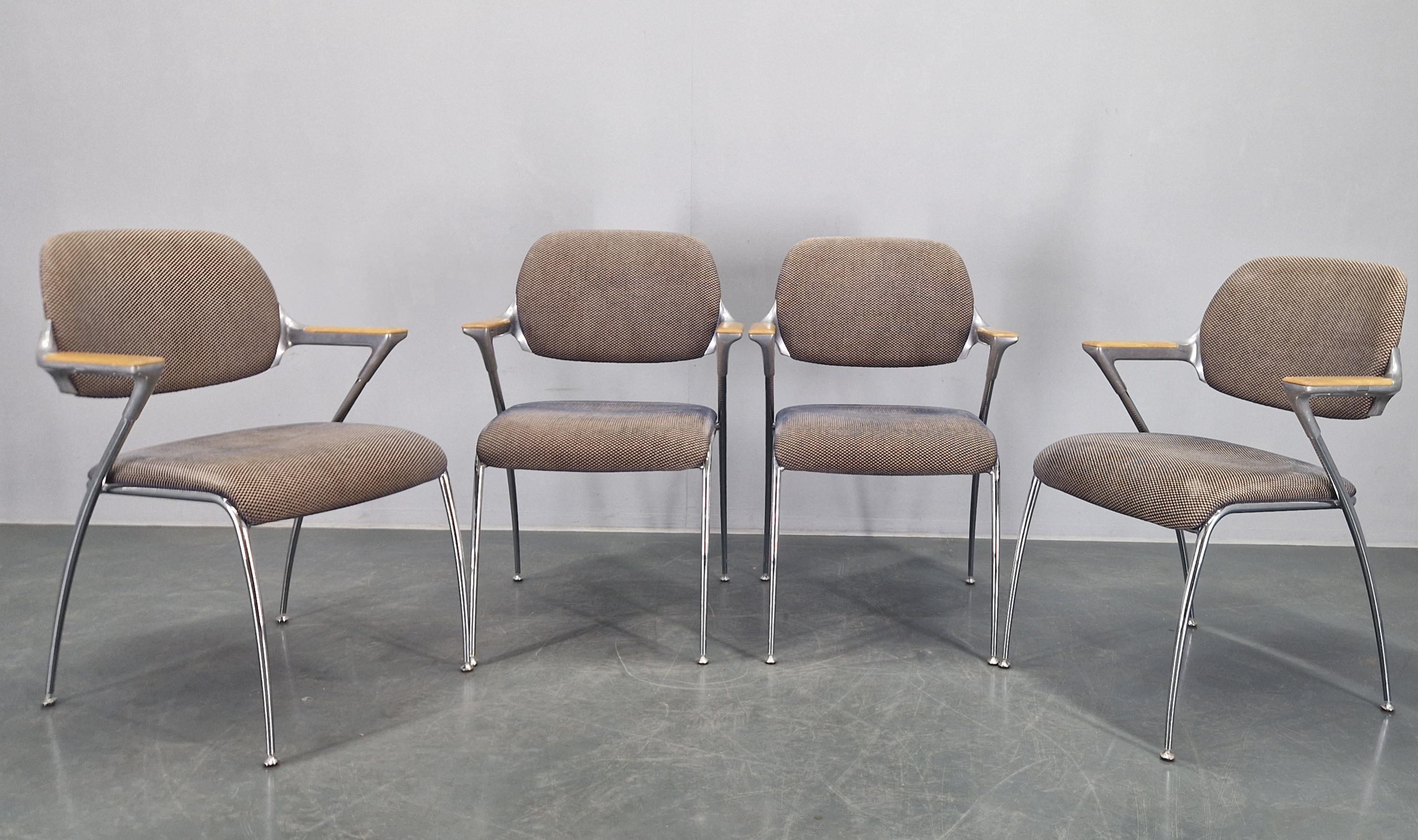 Mid-Century Modern Set of Four Golf Dining Chairs, designed by Franceso Zaccone, Germany, 1970s For Sale