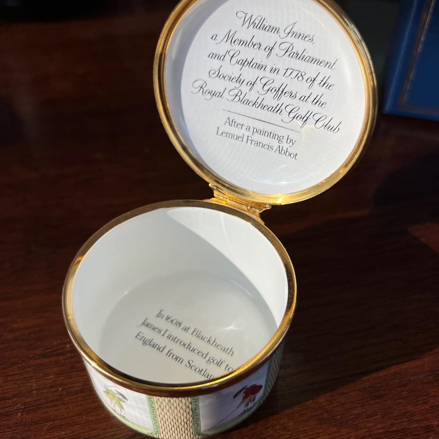 Juego de cuatro cajas de esmalte con tema de golf - Halcyon Days & Limoges Coleccionables Inglés en venta