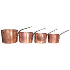  Set of Four Graduated French Copper and Iron Pots