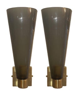 Set of Four Gray Murano Glass Impero Sconces, Italy, 1980's.