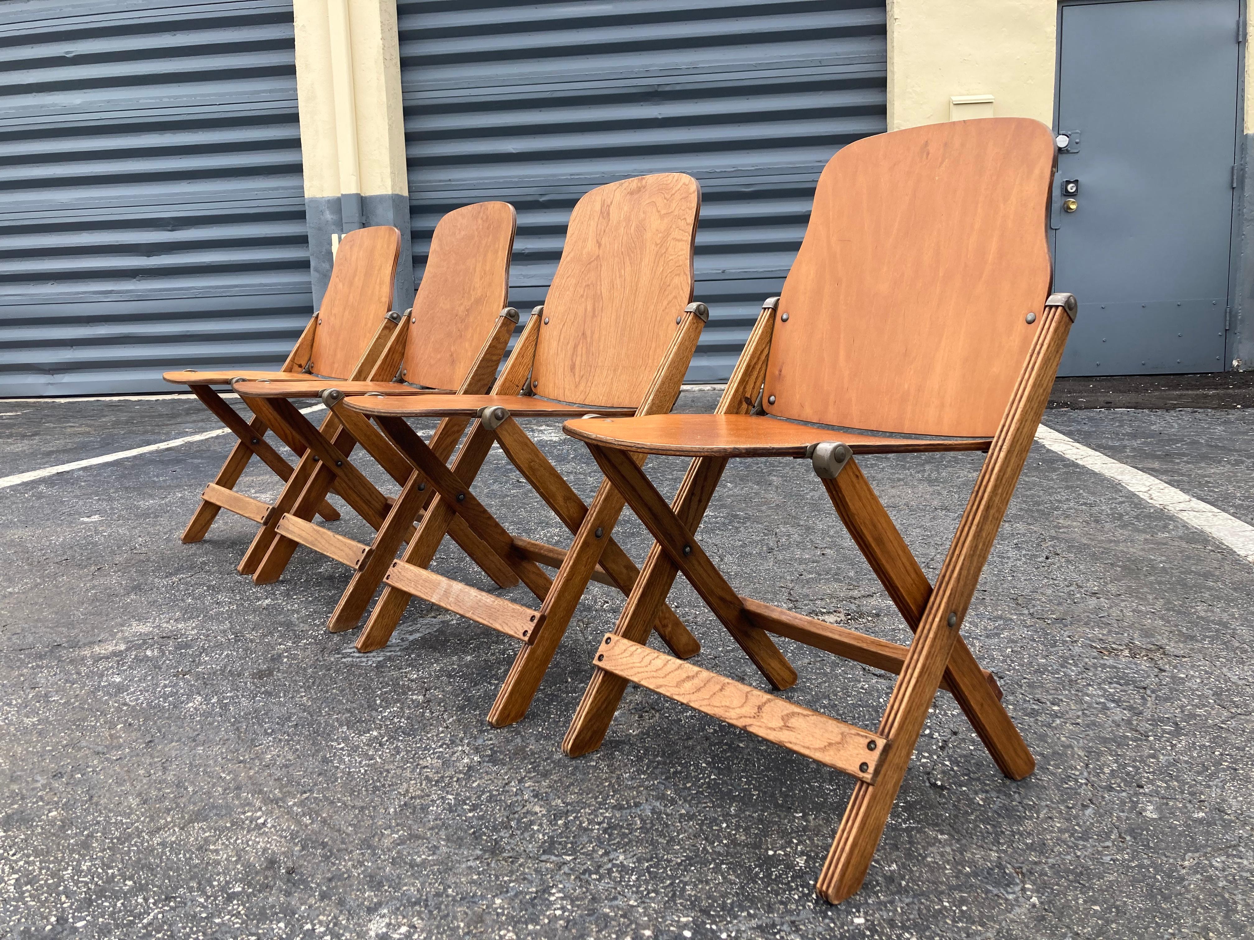 Set of Four Great Vintage Wood Folding Chairs 3