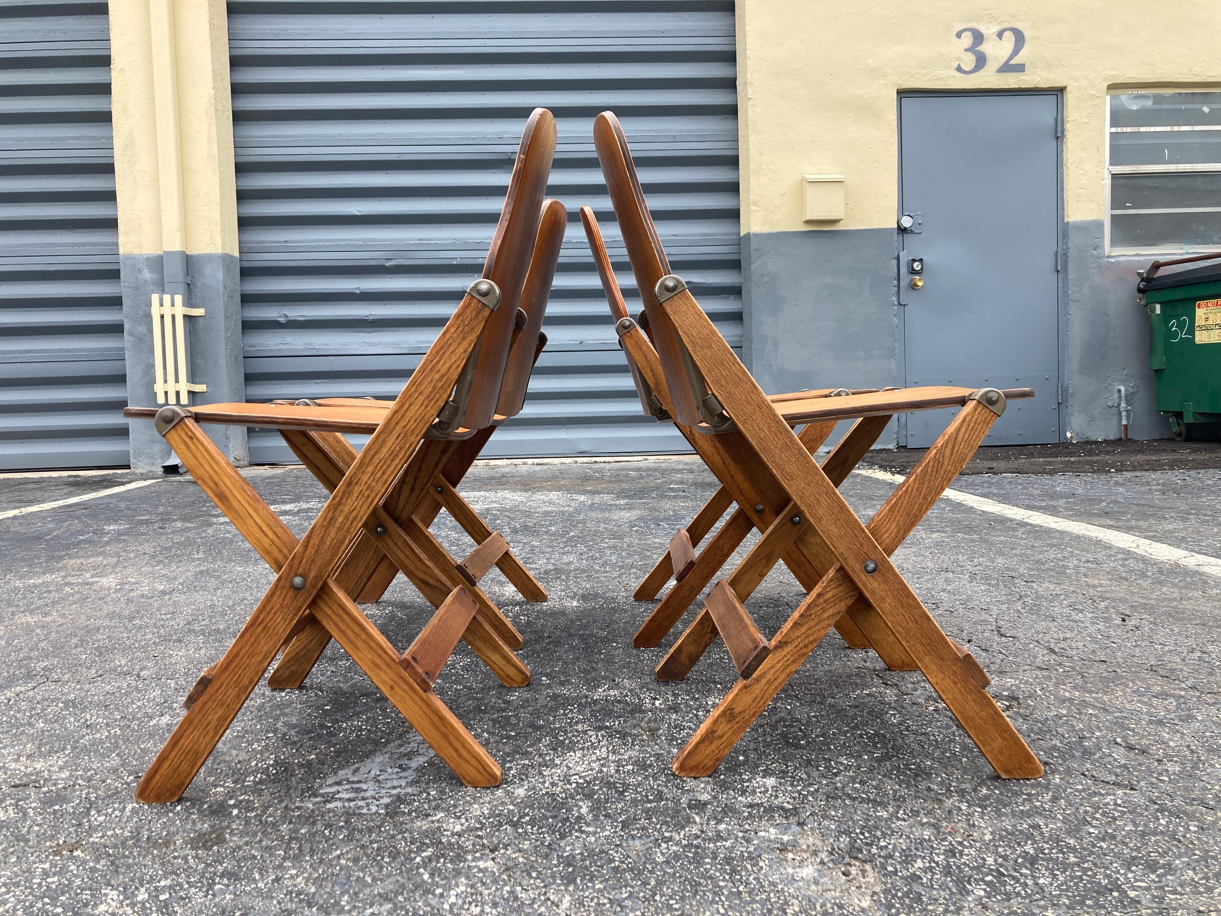 Mid-Century Modern Set of Four Great Vintage Wood Folding Chairs