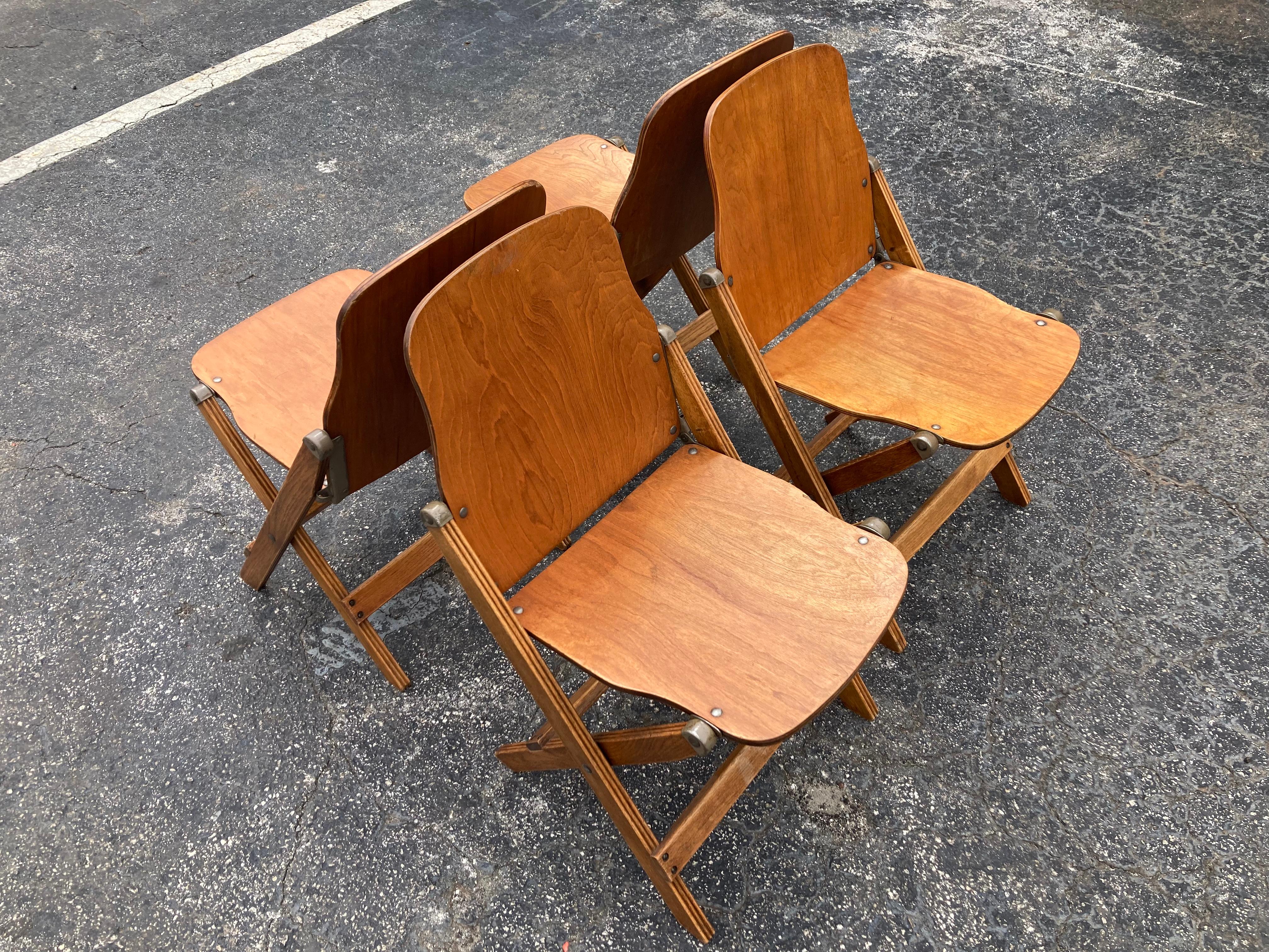 Mid-20th Century Set of Four Great Vintage Wood Folding Chairs